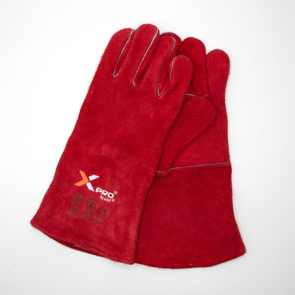 Guanti da Saldatura TIG/MIG in Pelle Bovina Spaccata Rossa - XPRO® 998