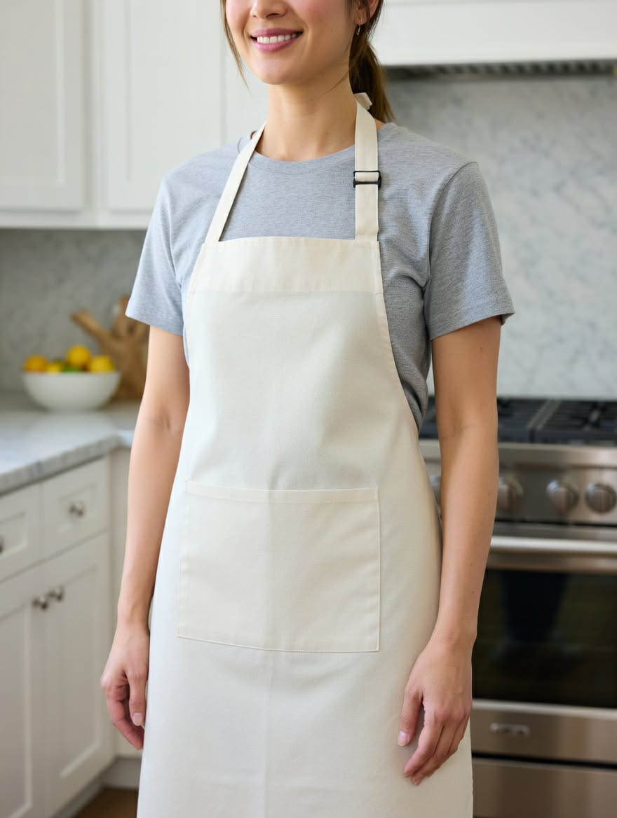 Grembiule con Pettorina con tasca 100% Cotone – Bianco