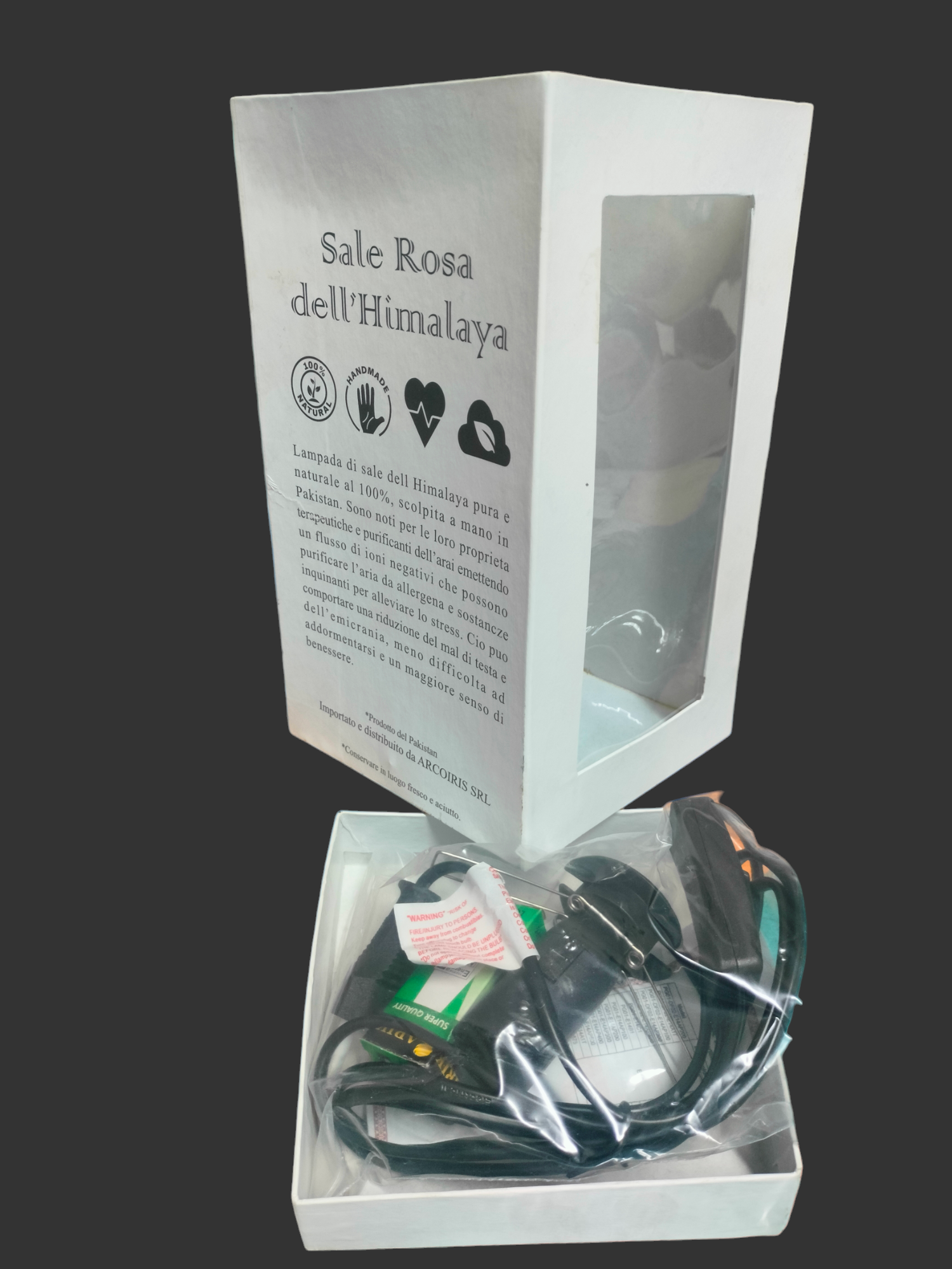 Lampada a forma di Piramide - Lampada di sale Himalayano 2-3 kg di Sale Naturale